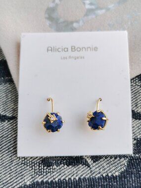Alicia Bonnie Blue Lapis Gold Earrings - Gem Star